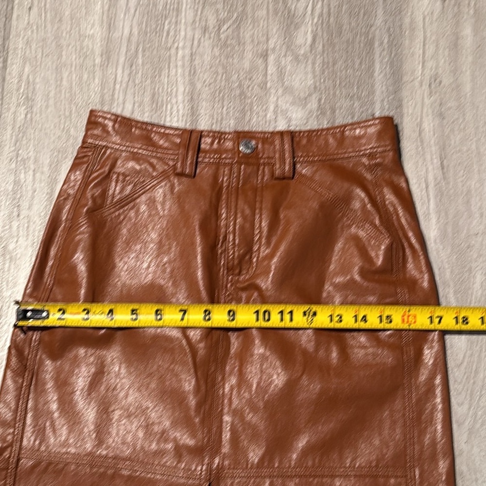 A.L.C. Brown Vegan Leather Midi Skirt - Picture 5 of 16